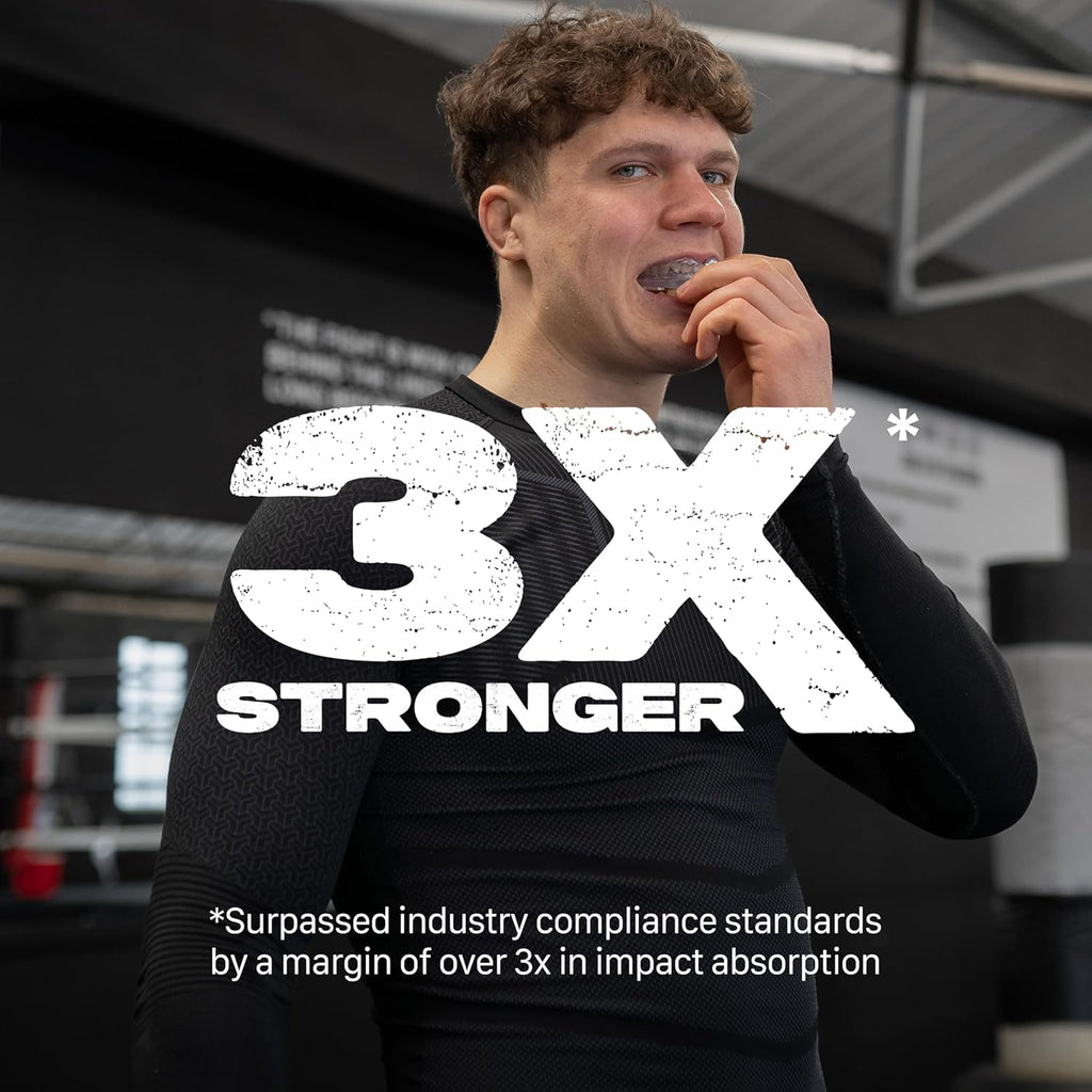 Mouthguard Strapless Slim Fit, Adults and Junior with Case for Boxing, Basketball, Football, MMA, Martial Arts, Hockey and All Contact Sports (Junior (<11 Years), Clear)