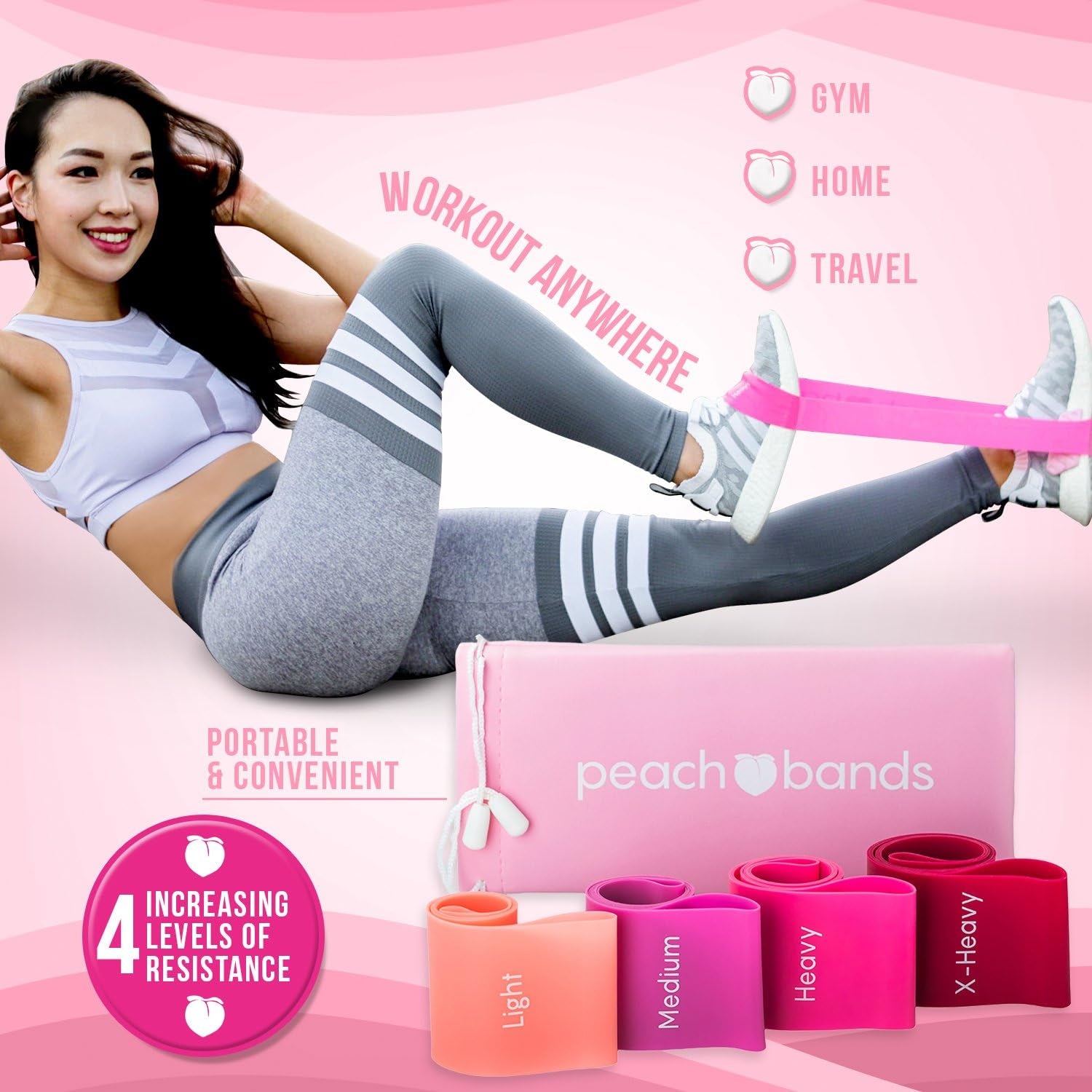 Resistance Bands Set - Exercise Workout Booty Bands for Legs and Glutes