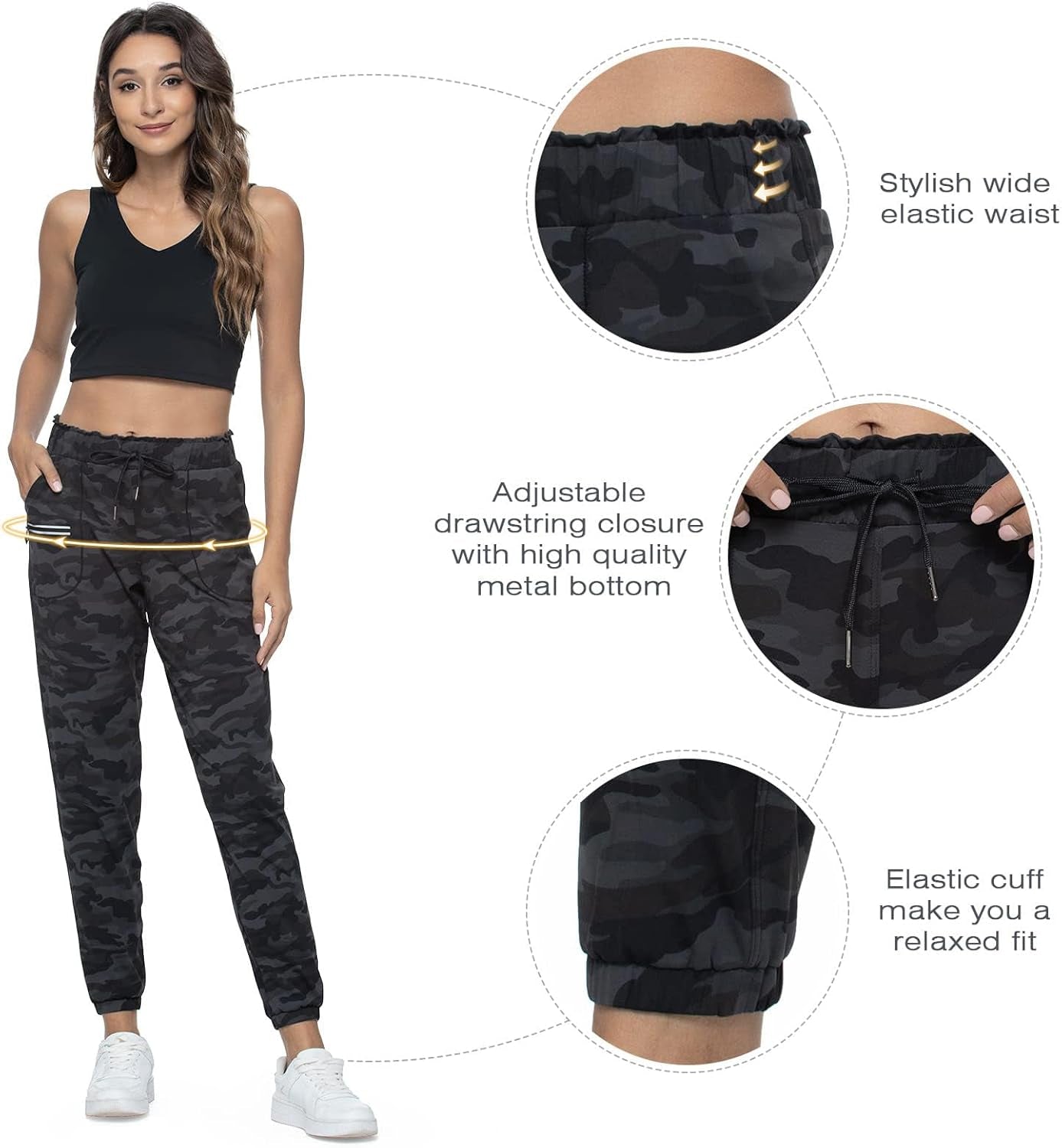Joggers for Women with Pockets Elastic Waist Workout Sport Gym Pants Comfy Lounge Yoga Running Pants