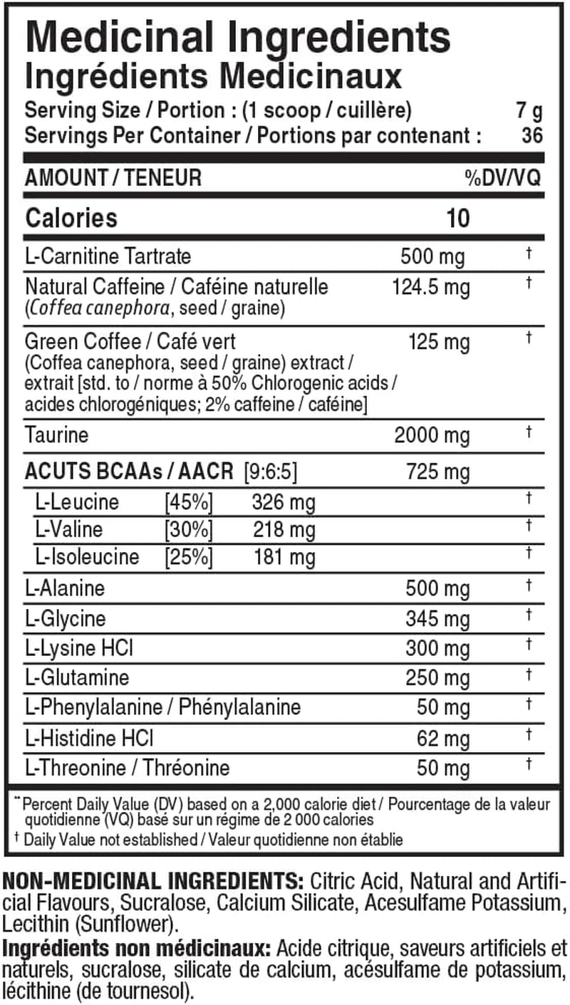 - AMINOCUTS (A:CUTS) - Weight-Management BCAA (L-Carnitine + Taurine + Green Coffee) - Arctic Orange - Dye Free - 252 Gram - 36 Servings