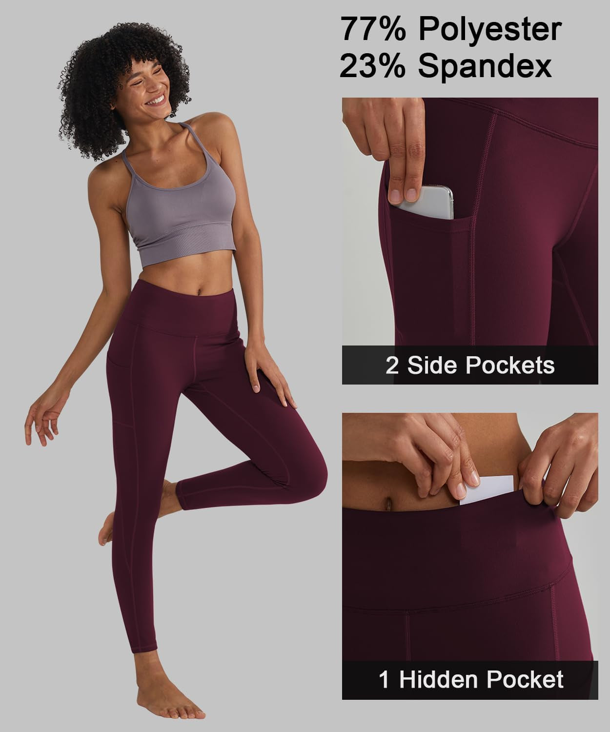 Leggings for Women with 3 Pockets Buttery Soft High Waisted Yoga Pants Non-See-Through Full-Length Tights