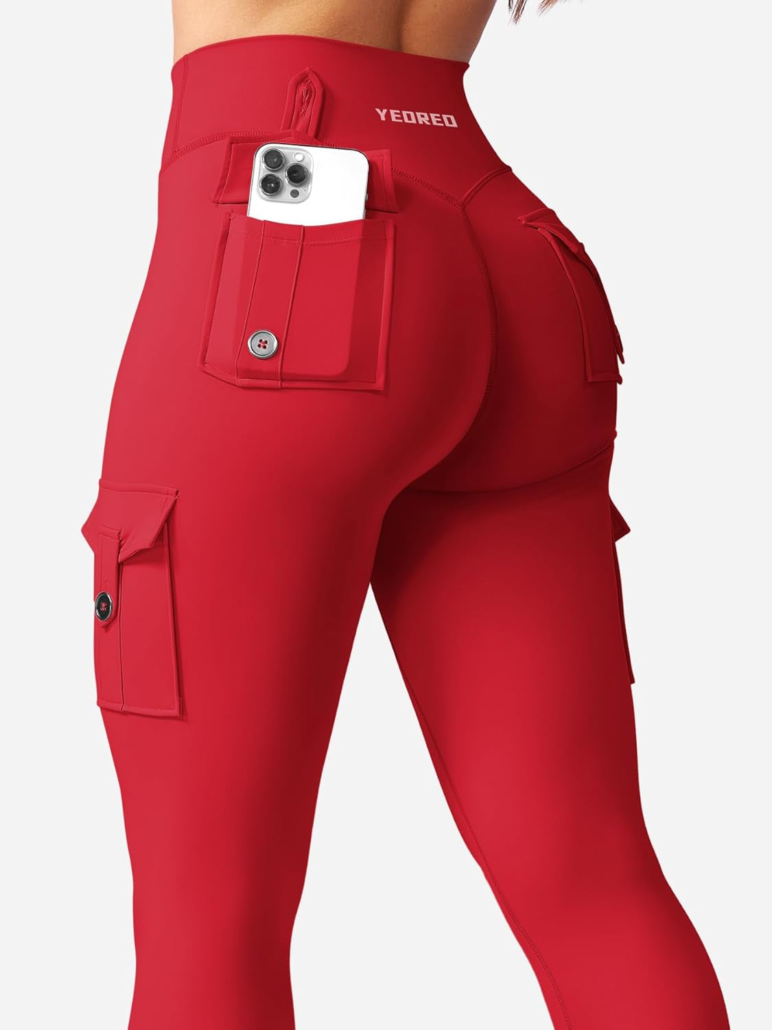 Workout Cargo Leggings with Pockets for Women No Front Seam Hidden Scrunch Hedda Leggings Compression Gym Yoga Pants