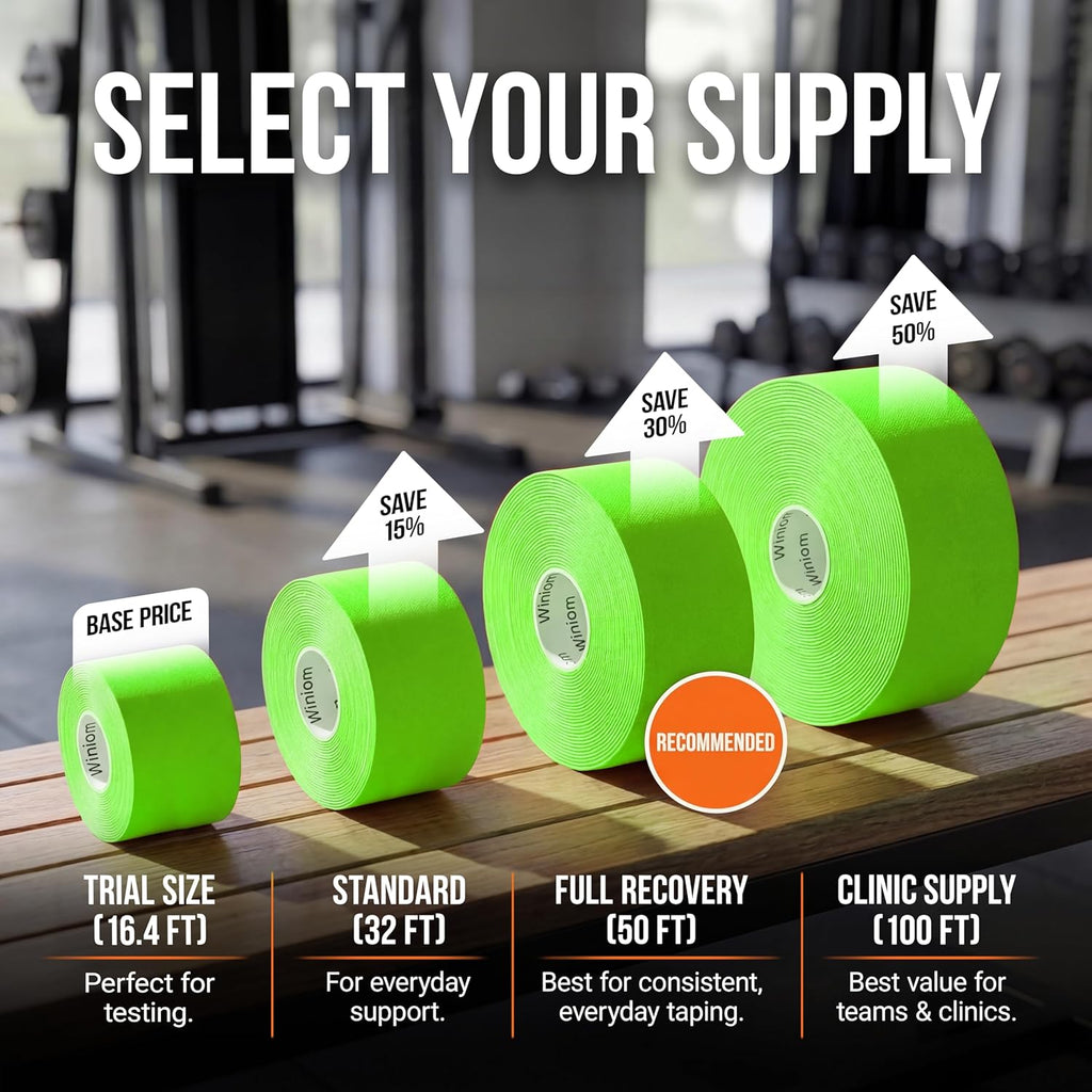 Kinesiology Tape-Incredible Support for Athletic Sports and Recovery+Free Taping Guide - Uncut 2 Inch 16.4 Feet Roll (Lime Green + Free Taping Guide, Pack of 1)