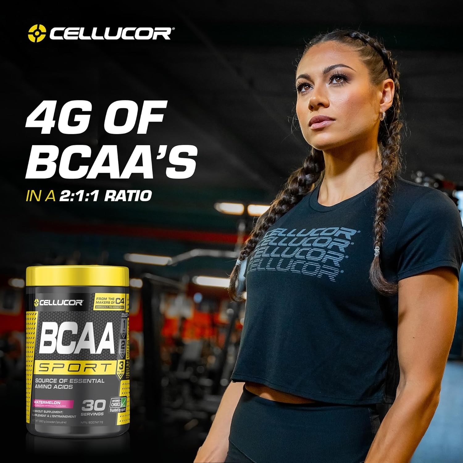 BCAA Sport, Post-Workout Intra Workout Powder Sports Drink Supplements for Hydration Endurance & Recovery, Watermelon, 30 Servings