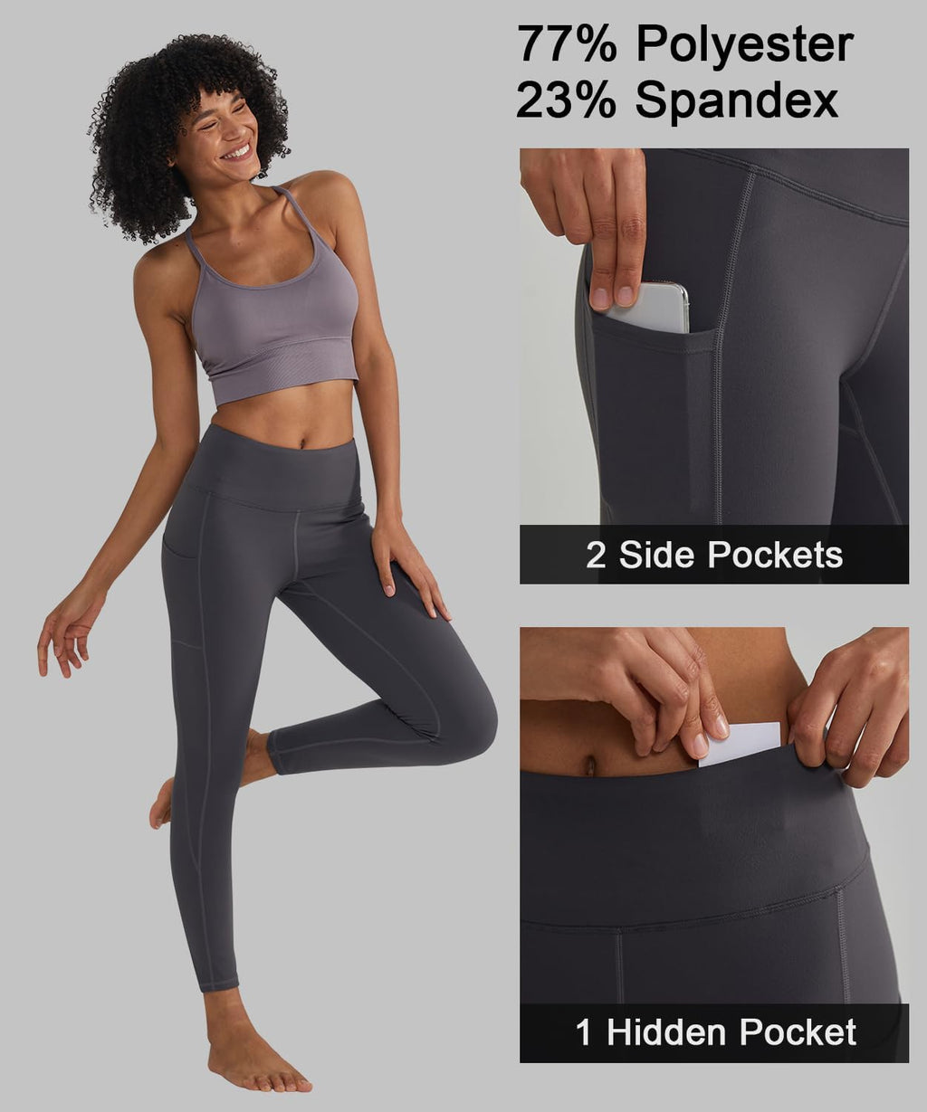 Leggings for Women with 3 Pockets Buttery Soft High Waisted Yoga Pants Non-See-Through Full-Length Tights