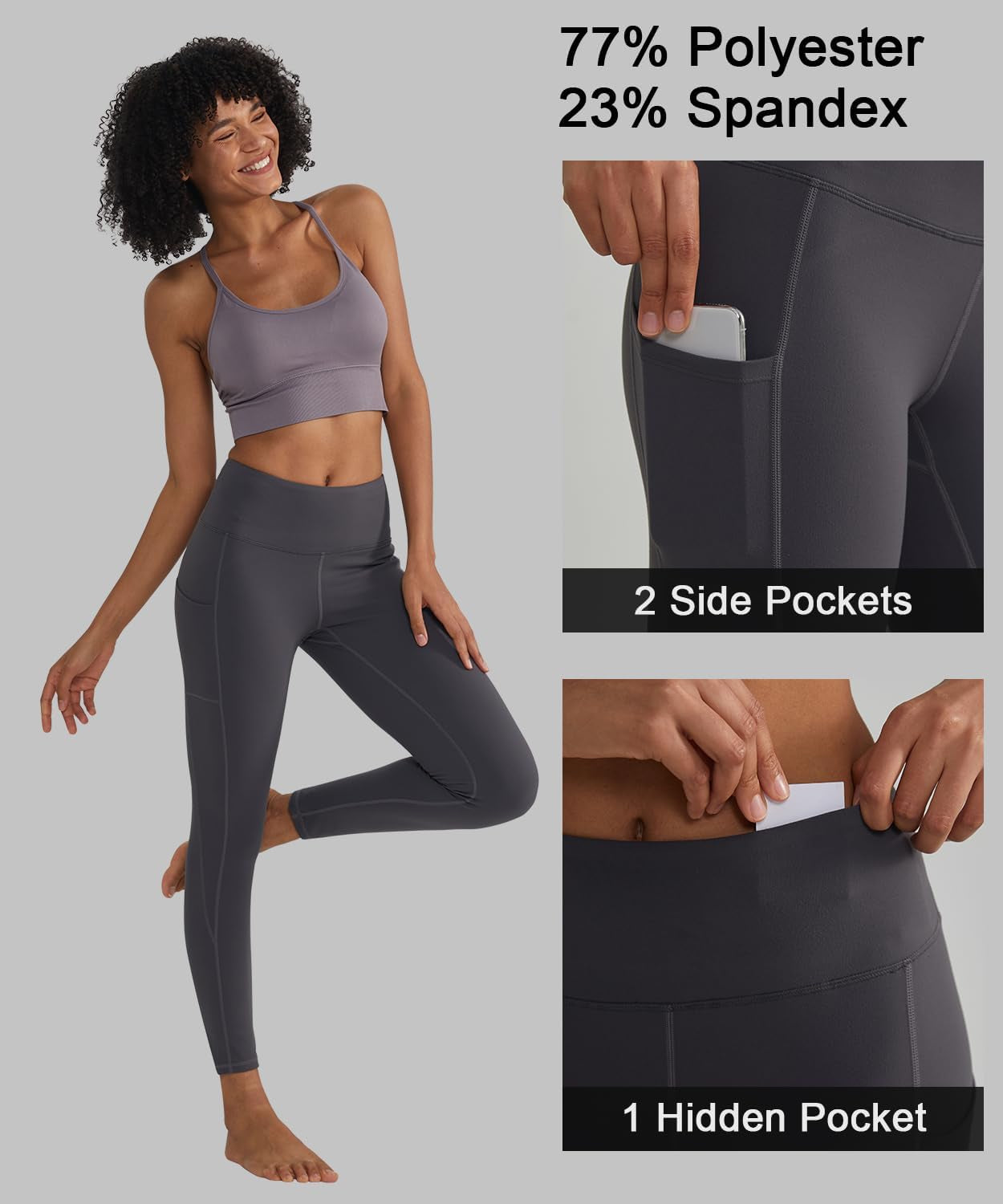 Leggings for Women with 3 Pockets Buttery Soft High Waisted Yoga Pants Non-See-Through Full-Length Tights