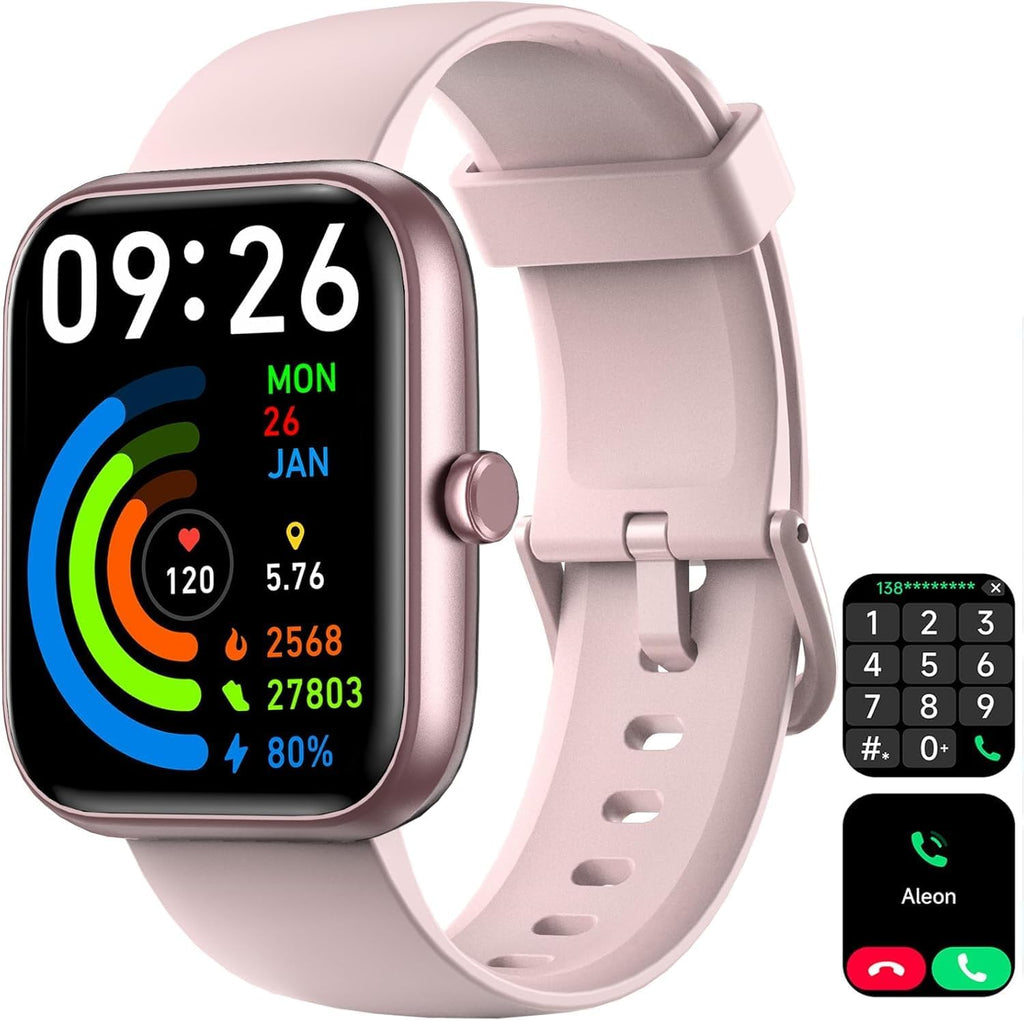 Smart Watch for Men Women with Bluetooth Call, Alexa Built-In, Heart Rate & Sleep Monitor, 1.83" DIY Dial Fitness Watch with 100+ Sport Modes, IP68 Waterproof, Compatible with Android Ios