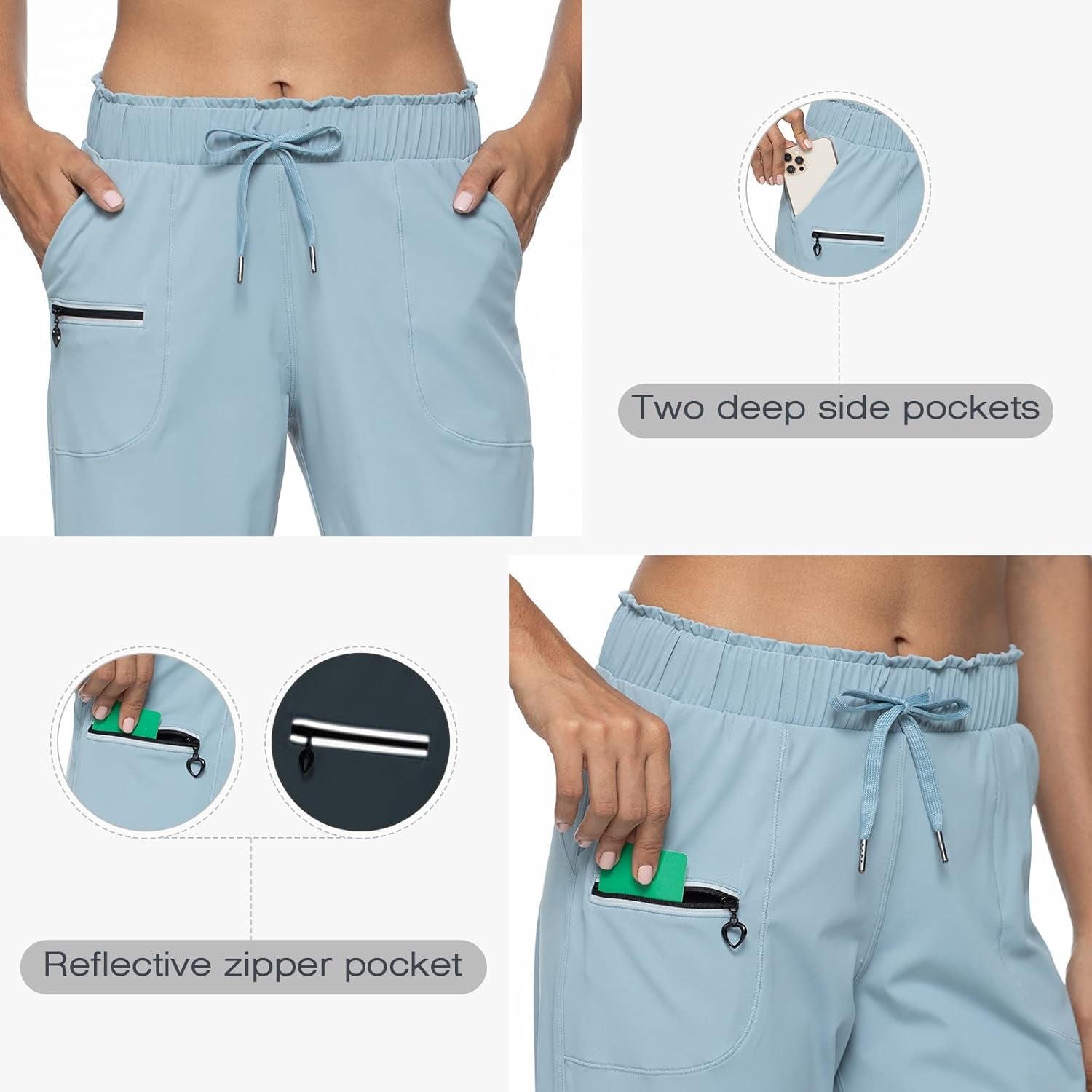 Joggers for Women with Pockets Elastic Waist Workout Sport Gym Pants Comfy Lounge Yoga Running Pants