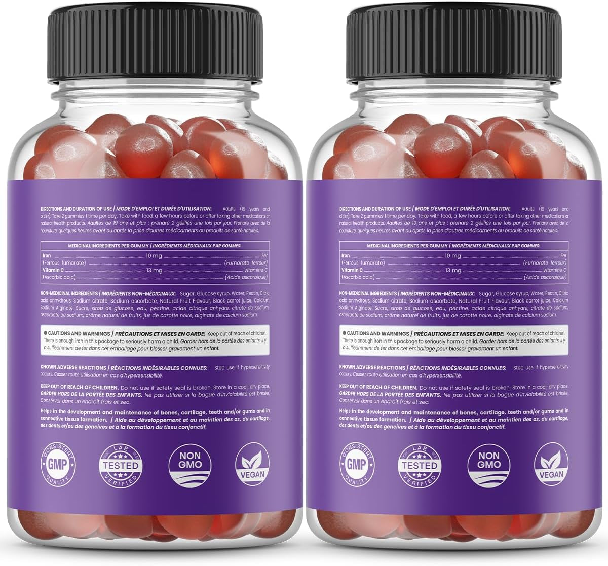 Iron Gummies 20Mg per Serving | Chewable Iron Supplement with Vitamin C for Gentle Absorption | for Women, Kids & Toddlers | Prenatal Gummy Supplement for Energy & Immune Support | Vegan & Non-Gmo | 120 Gummies