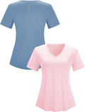 Workout Tops for Women Breathable V Neck Yoga T Shirts Trending Beach Casual Loose Fit Tee Running