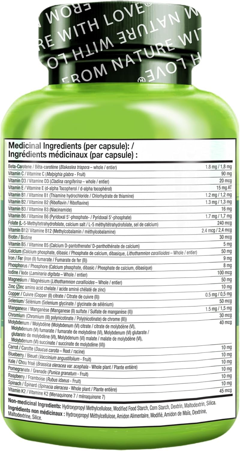 One Daily Multivitamin for Women - Energy Support - Whole Food Supplement to Nourish Hair, Skin, Nails - Non-Gmo - No Soy - Gluten Free - 120 Capsules - 4 Month Supply