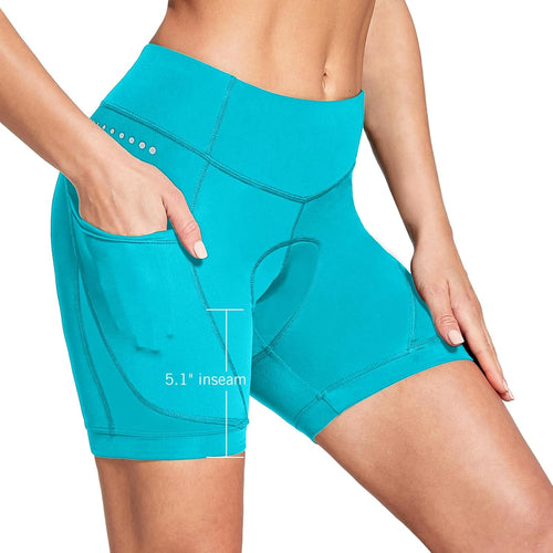 5" Bike Shorts Women 4D Padded Pockets Cycling Shorts Mountain Biking Bicycle Spin Gel UPF50+