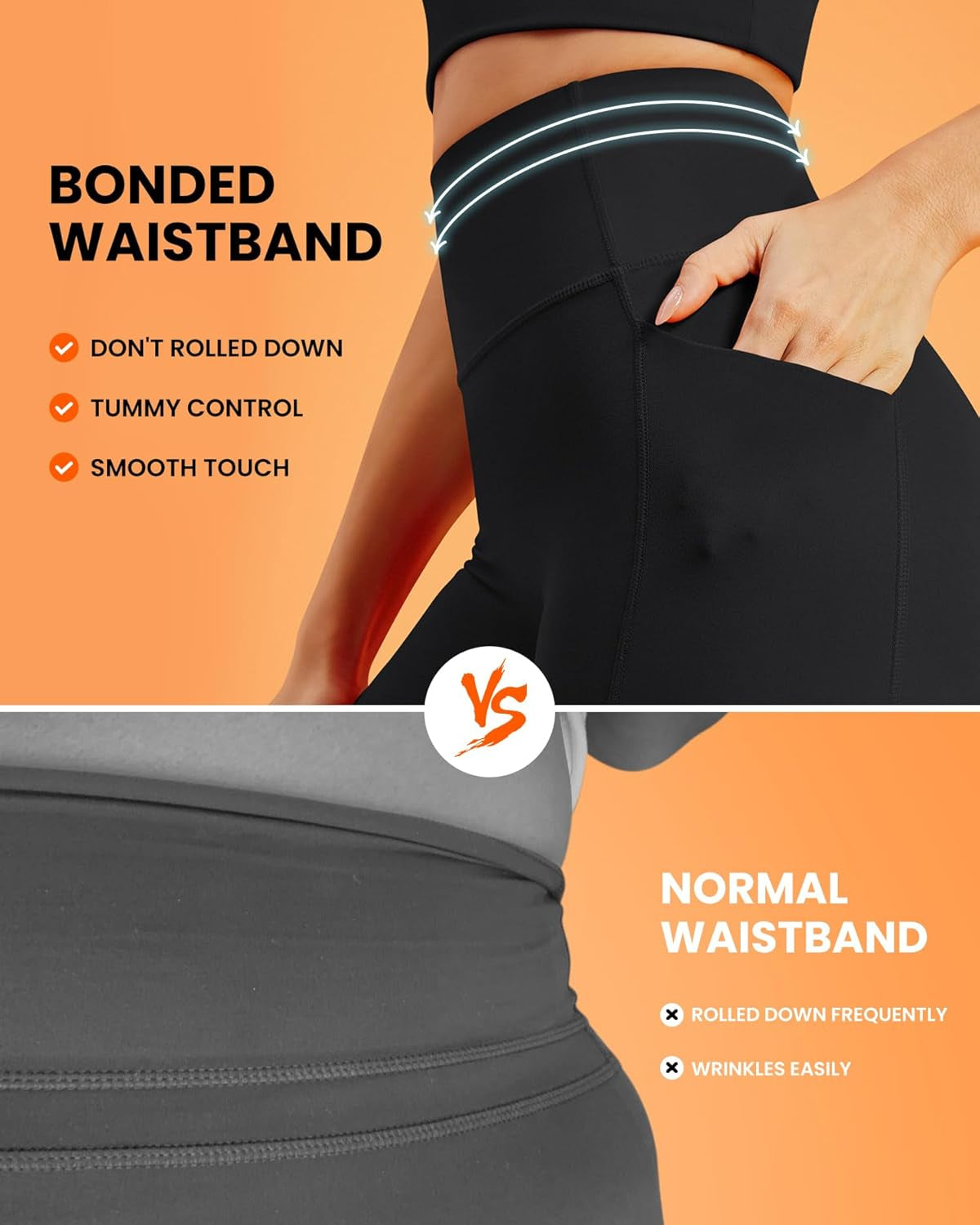 Bareluxe Womens Leggings with Pockets 25" No Front Seam High Waisted Workout Gym Yoga Pants Tights