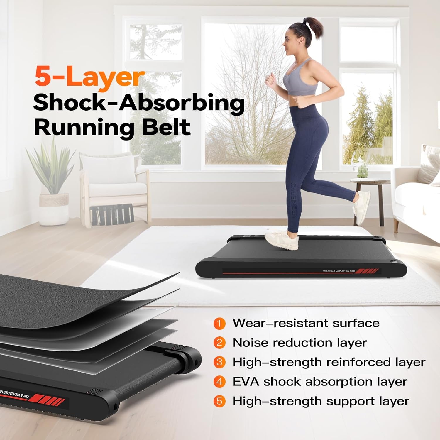 4 in 1 Walking Vibration Pad Treadmill, Walking Treadmill Pad for Home with Remote Control and APP