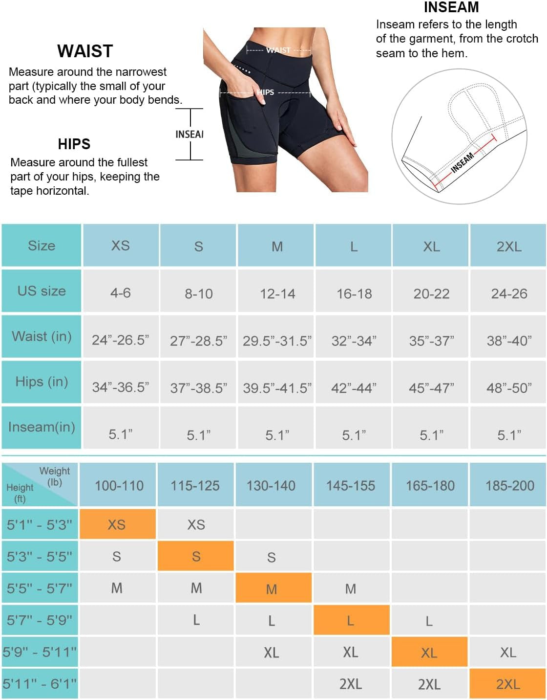 5" Bike Shorts Women 4D Padded Pockets Cycling Shorts Mountain Biking Bicycle Spin Gel UPF50+