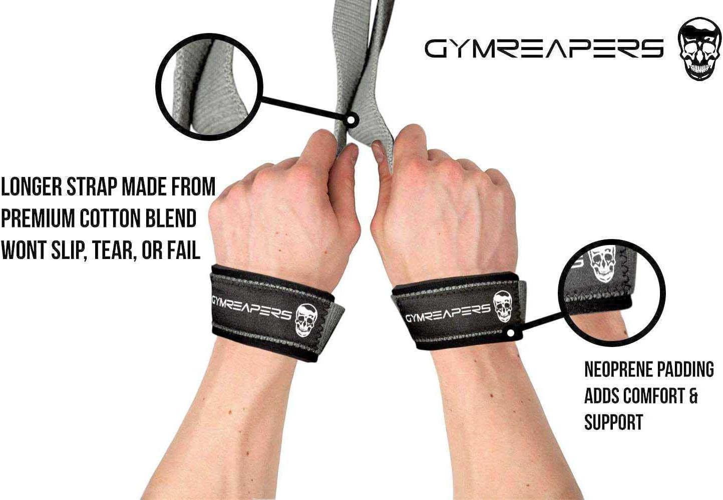 Lifting Wrist Straps for Weightlifting, Bodybuilding, Powerlifting, Strength Training, & Deadlifts - Padded Neoprene with 18 Inch Cotton