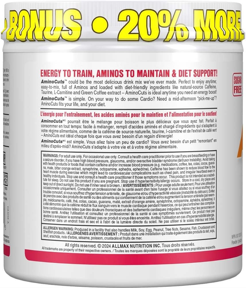 - AMINOCUTS (A:CUTS) - Weight-Management BCAA (L-Carnitine + Taurine + Green Coffee) - Watermelon - 252 Gram - 36 Servings
