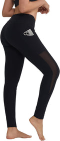 Leggings for Women Mesh Yoga Pants with Pockets Gym Workout Running