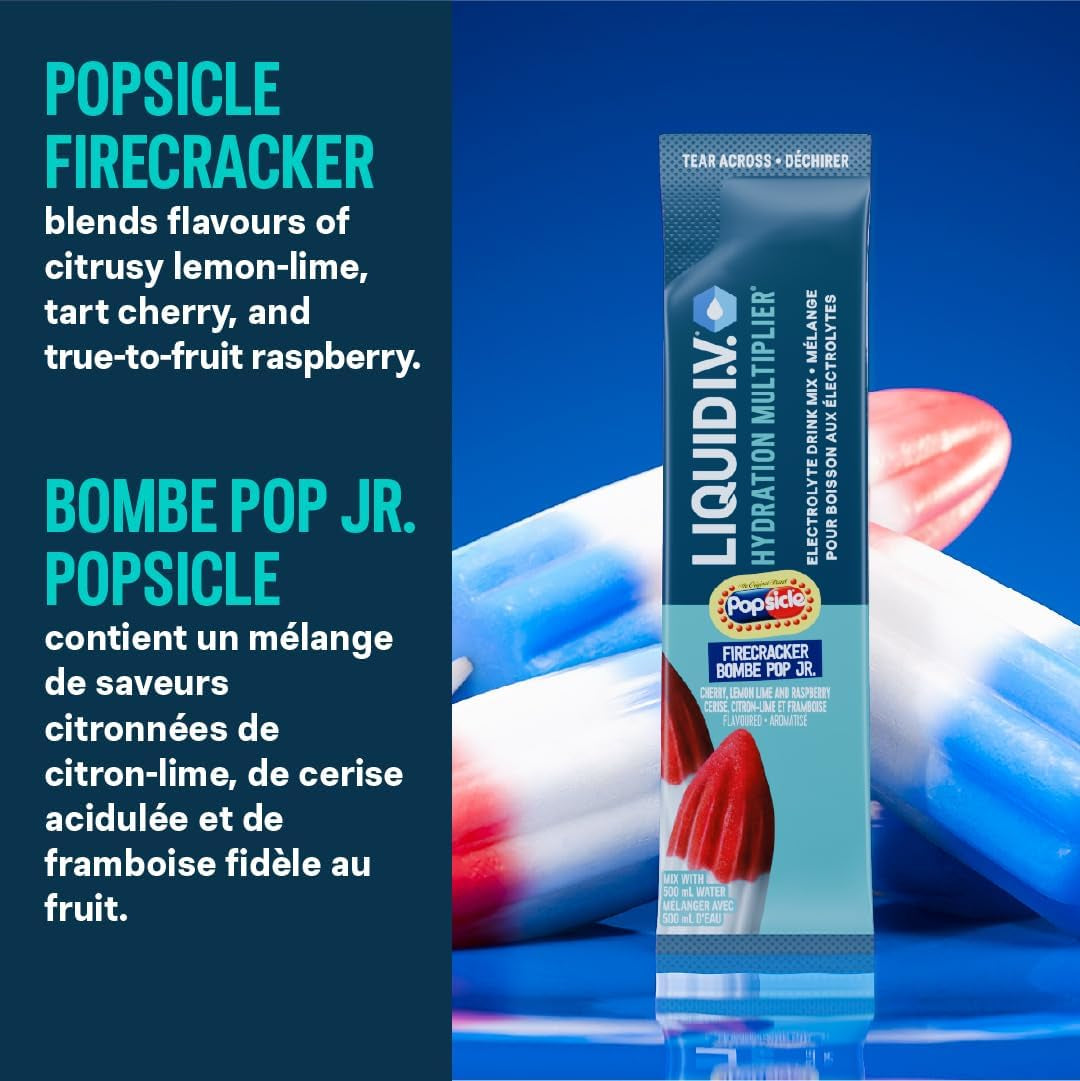 Hydration Multiplier Electrolyte Drink Mix - Enhanced Hydration Electrolyte Powder with Vitamins B3, B5, B6, B12 and C -18X On-The-Go Sticks for Workout and Travel - Firecracker