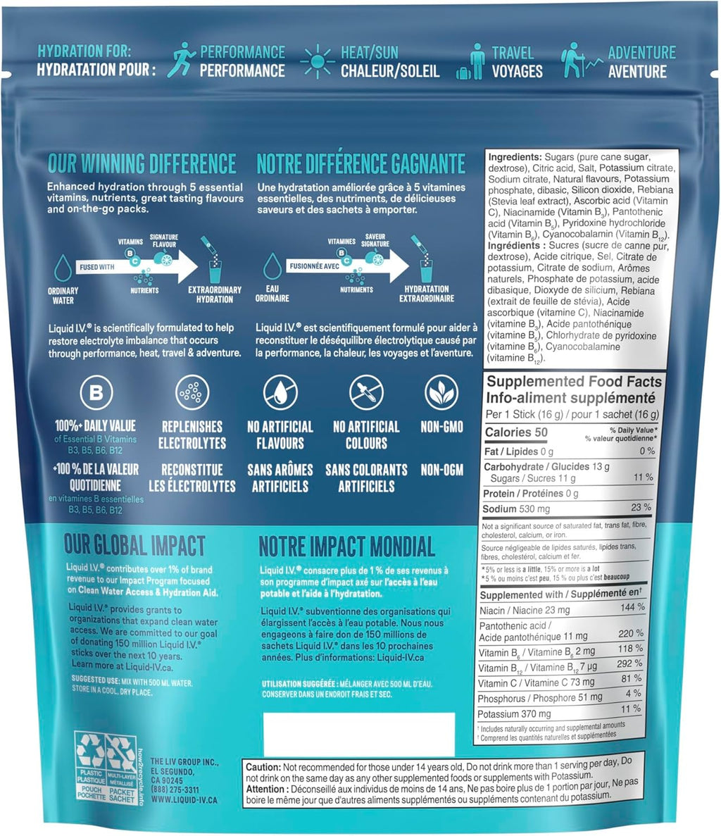 Hydration Multiplier Electrolyte Drink Mix - Enhanced Hydration Electrolyte Powder with Vitamins B3, B5, B6, B12 and C -18X On-The-Go Sticks for Workout and Travel - Passion Fruit