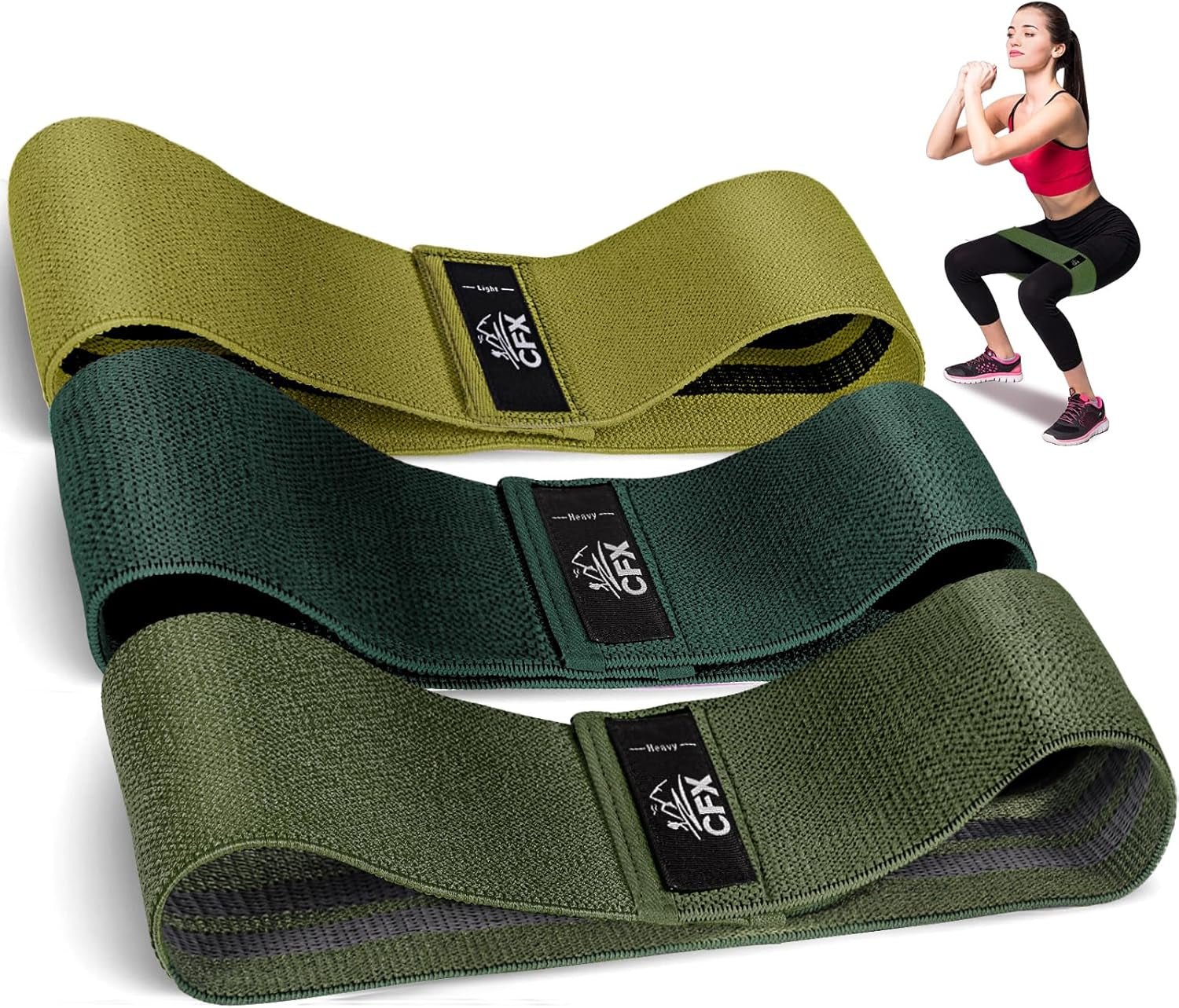 Resistance Bands 3 Sets, Premium Exercise Loops with Non-Slip Design for HIPS & Glutes, 3 Resistance Level Workout Booty Bands for Women and Men