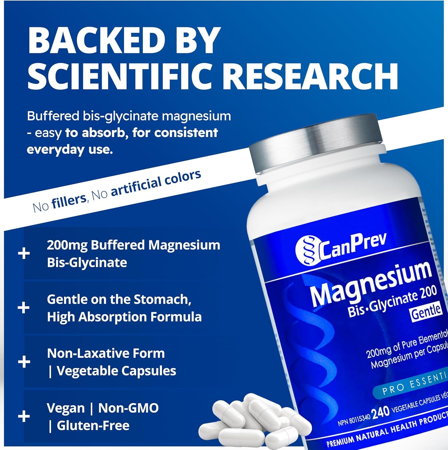 Pure Magnesium Bisglycinate 200Mg, 240 Vegan Capsules 240-Day Supply - Gentle on the Stomach - Magnesium Bis-Glycinate Supplement - Elemental Chelated Complex for Relaxation and Muscle Comfort