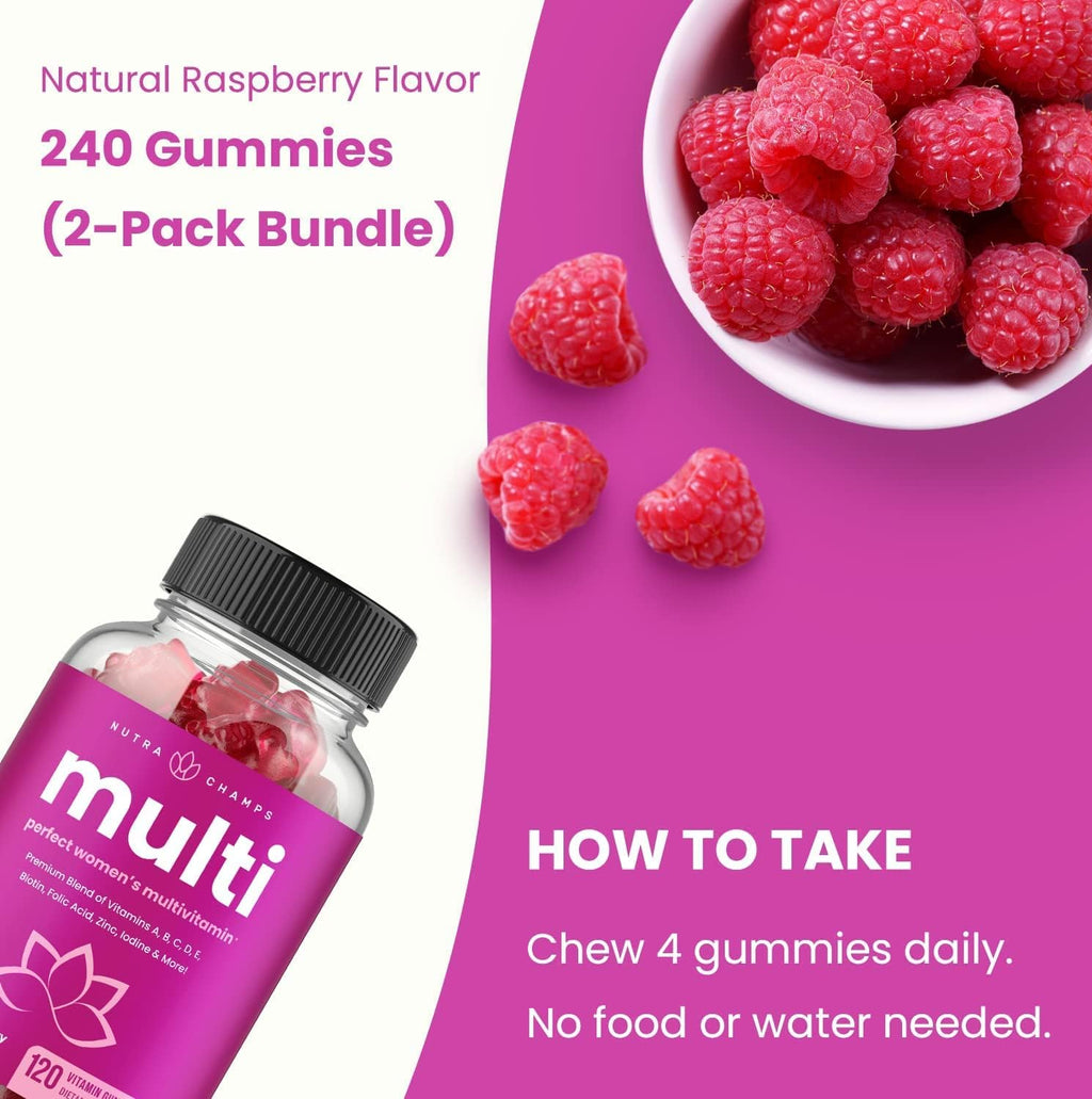 (2-Pack) Multivitamins for Women | Womens Multivitamins Gummies | Bones, Brain, Heart, Immune & Energy Supplement | Womens Vitamins A, B, C, D, E, Biotin & Folic Acid | 120 Gummies
