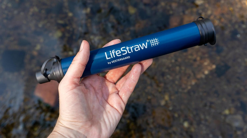 Personal Water Filter for Hiking, Camping, Travel, Emergency Preparedness, and Disaster Relief, 4 Pack, Navy