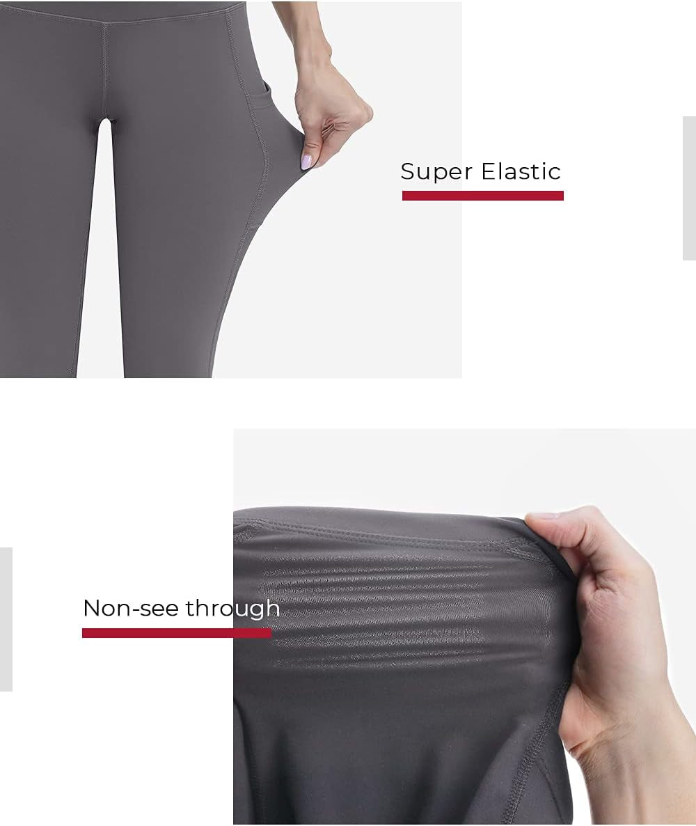 Leggings for Women Mesh Yoga Pants with Pockets Gym Workout Running