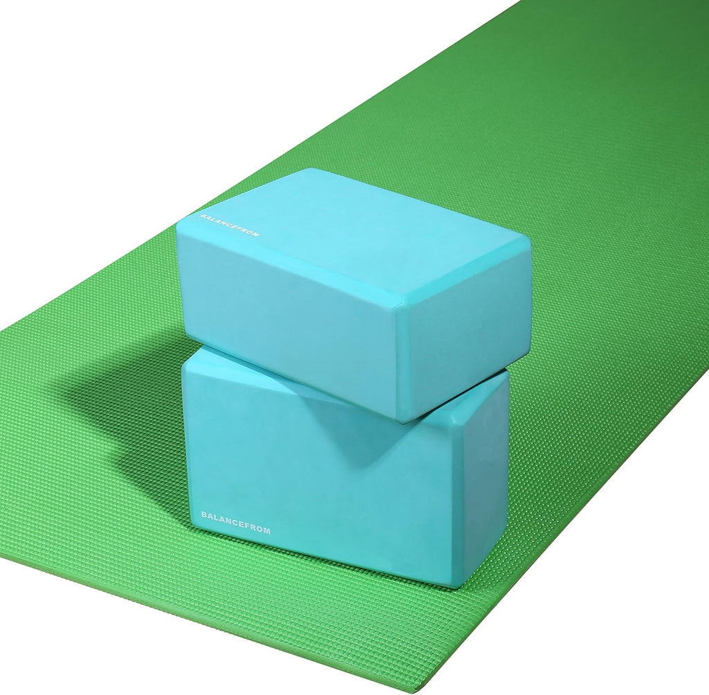 Balancefrom Set of 2 High Density Yoga Blocks, 9"X6"X4" Each, Pair, Multiple Colors