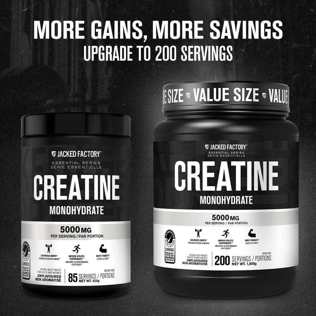 Creatine Monohydrate Powder 425G - Canadian-Owned Informed Choice Certified Supplement for Increased Muscle Mass*, Improved Strength, Power, & Performance** - 85 Servings, Unflavored