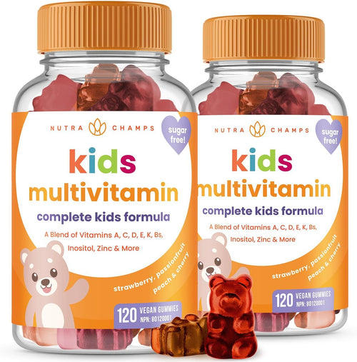 (2-Pack) Kids Multivitamin Gummy | Sugar Free Kid Vitamins | Strawberry, Passionfruit, Peach & Cherry | Multivitamins for Children | Vegan, Non-Gmo & Gluten Free | 120 Gummy Vitamins for Toddlers & Kids