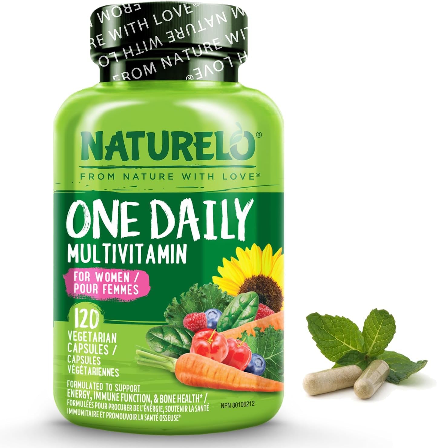 One Daily Multivitamin for Women - Energy Support - Whole Food Supplement to Nourish Hair, Skin, Nails - Non-Gmo - No Soy - Gluten Free - 120 Capsules - 4 Month Supply