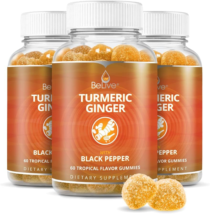 Turmeric Curcumin with Black Pepper & Ginger - 500 Mg of Turmeric and Ginger Supplement for Immune Support, Healthy Skin, and Joint Health - Tropical Flavor | 3-Pack