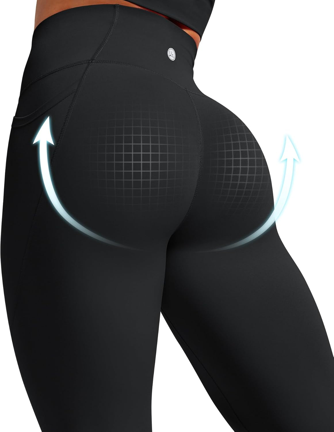Bareluxe Womens Leggings with Pockets 25" No Front Seam High Waisted Workout Gym Yoga Pants Tights