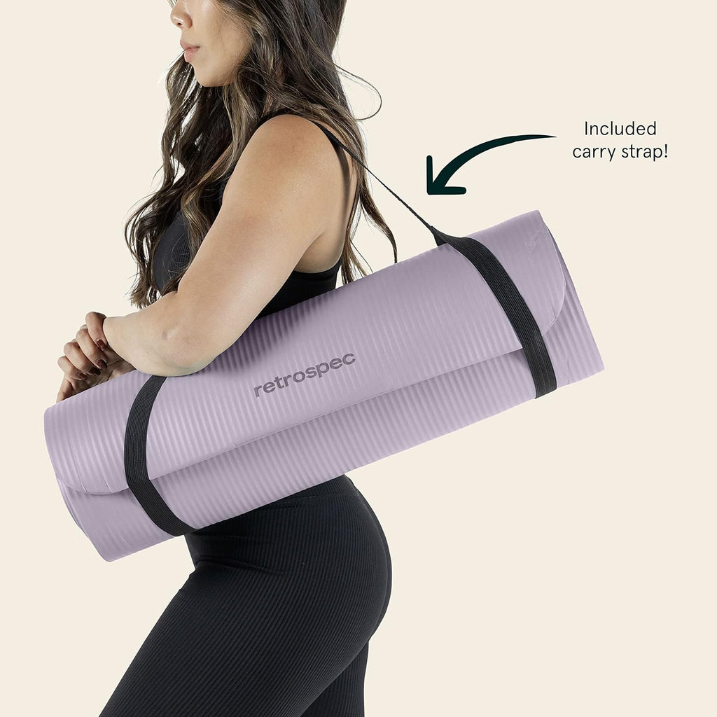 Solana Yoga Mat 1/2" Thick W/Nylon Strap for Men & Women - Non Slip Excercise Mat for Yoga, Pilates, Stretching, Floor & Fitness Workouts