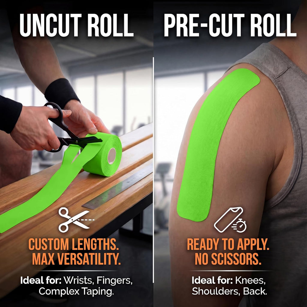 Kinesiology Tape-Incredible Support for Athletic Sports and Recovery+Free Taping Guide - Uncut 2 Inch 16.4 Feet Roll (Lime Green + Free Taping Guide, Pack of 1)