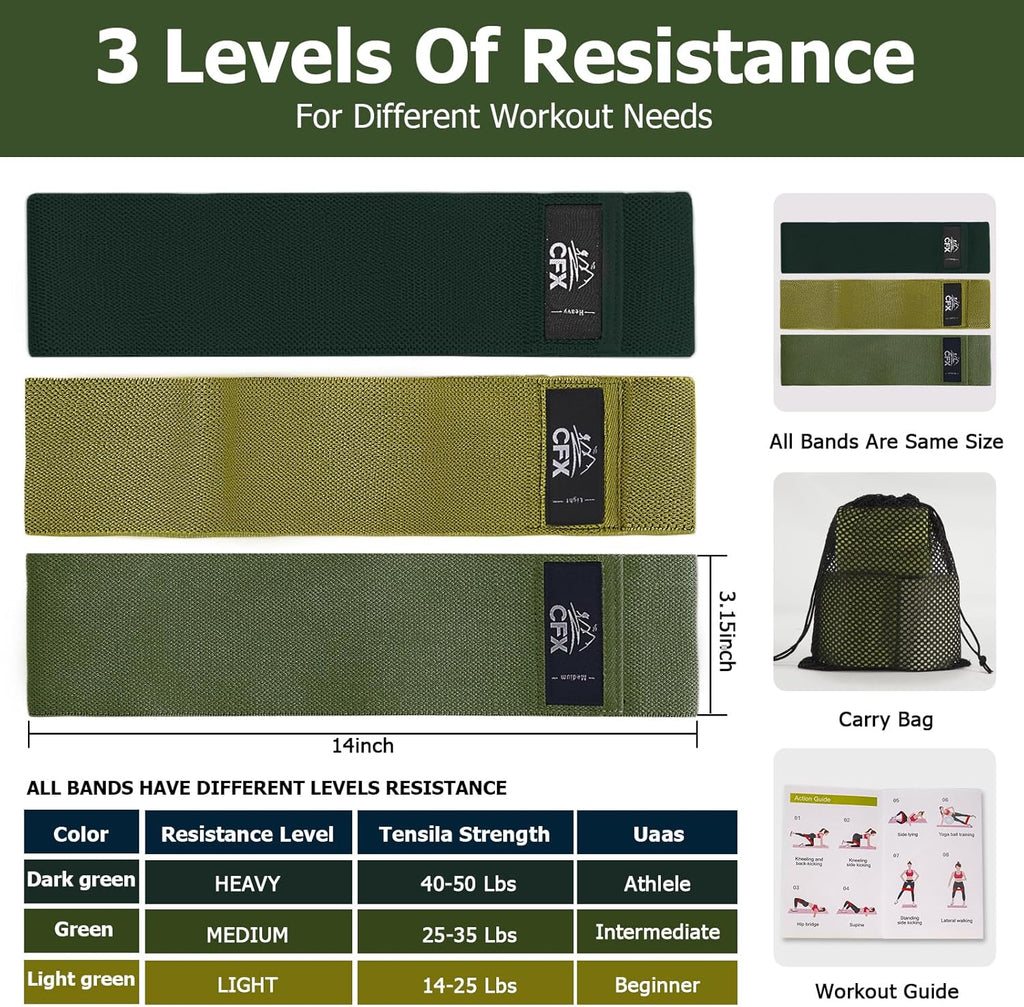 Resistance Bands 3 Sets, Premium Exercise Loops with Non-Slip Design for HIPS & Glutes, 3 Resistance Level Workout Booty Bands for Women and Men