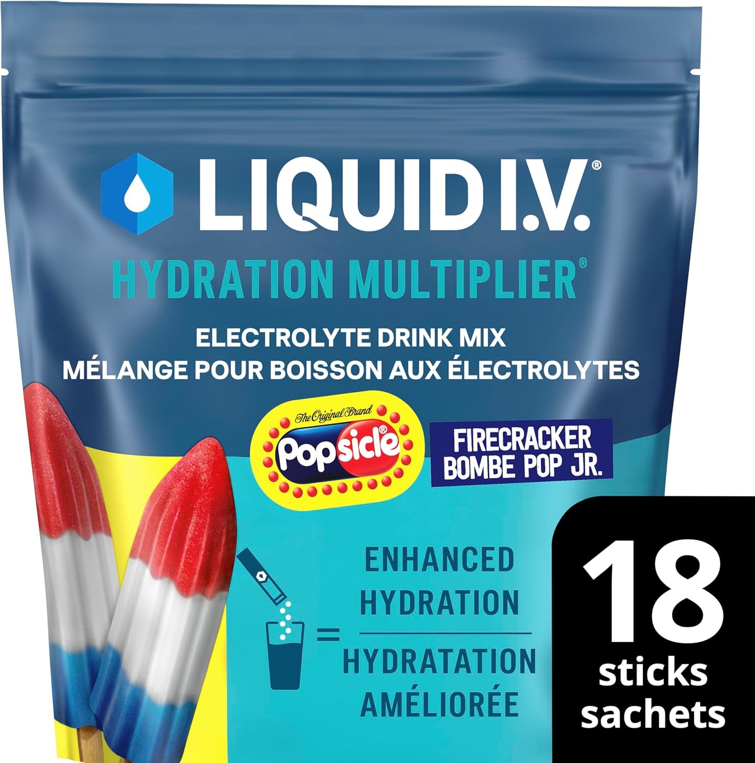 Hydration Multiplier Electrolyte Drink Mix - Enhanced Hydration Electrolyte Powder with Vitamins B3, B5, B6, B12 and C -18X On-The-Go Sticks for Workout and Travel - Firecracker