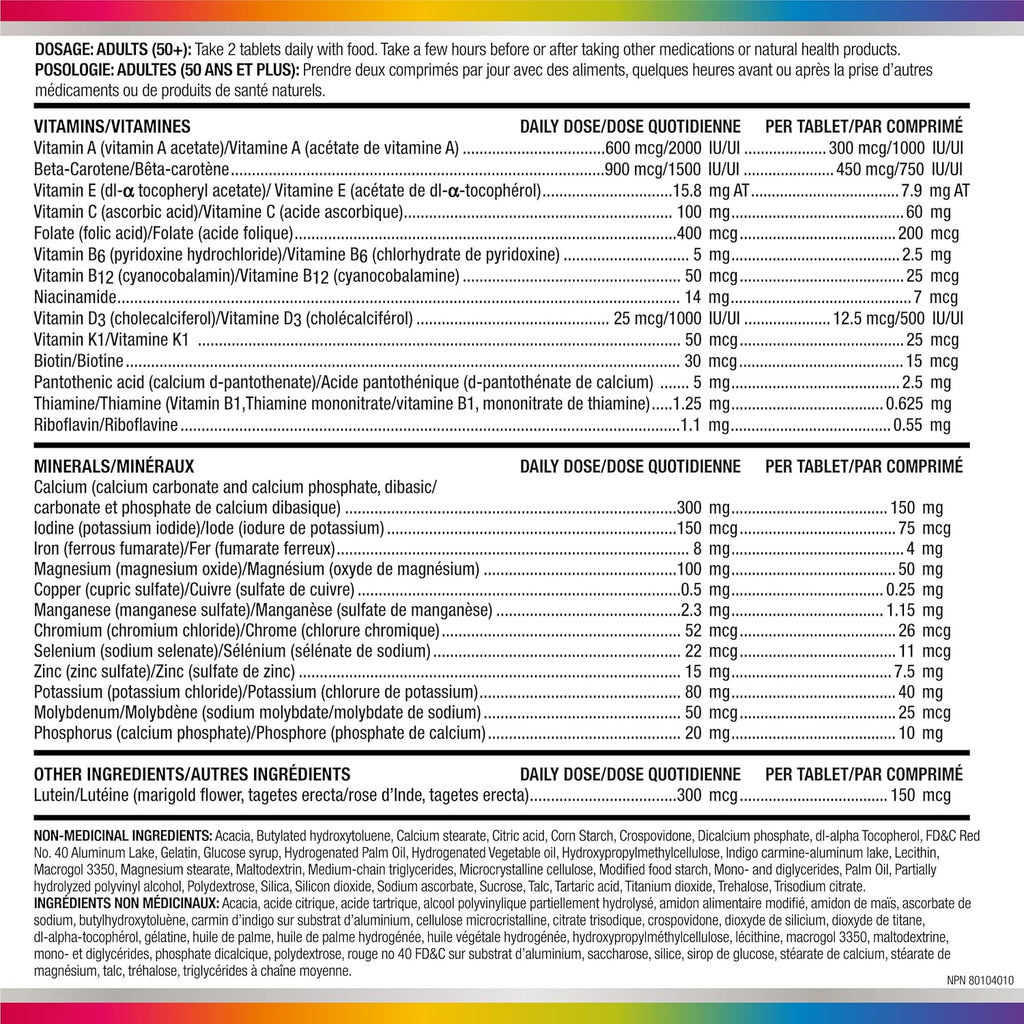 Women 50 plus Multivitamins/Minerals Supplement for Women 50+, 160 Mini Tablets