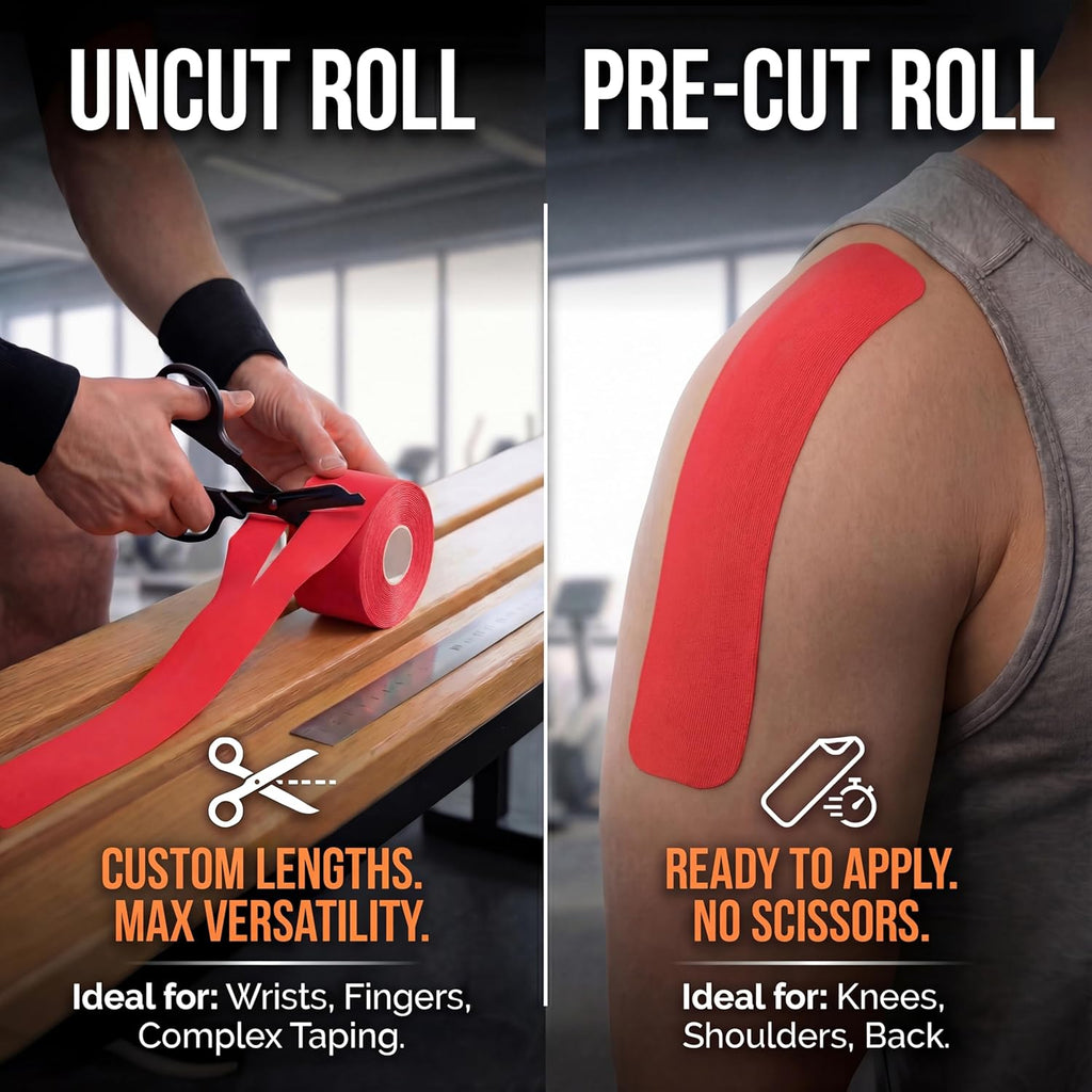 Kinesiology Tape-Incredible Support for Athletic Sports and Recovery+Free Taping Guide - Uncut 2 Inch 16.4 Feet Roll (Crimson Red + Free Taping Guide, Pack of 1)