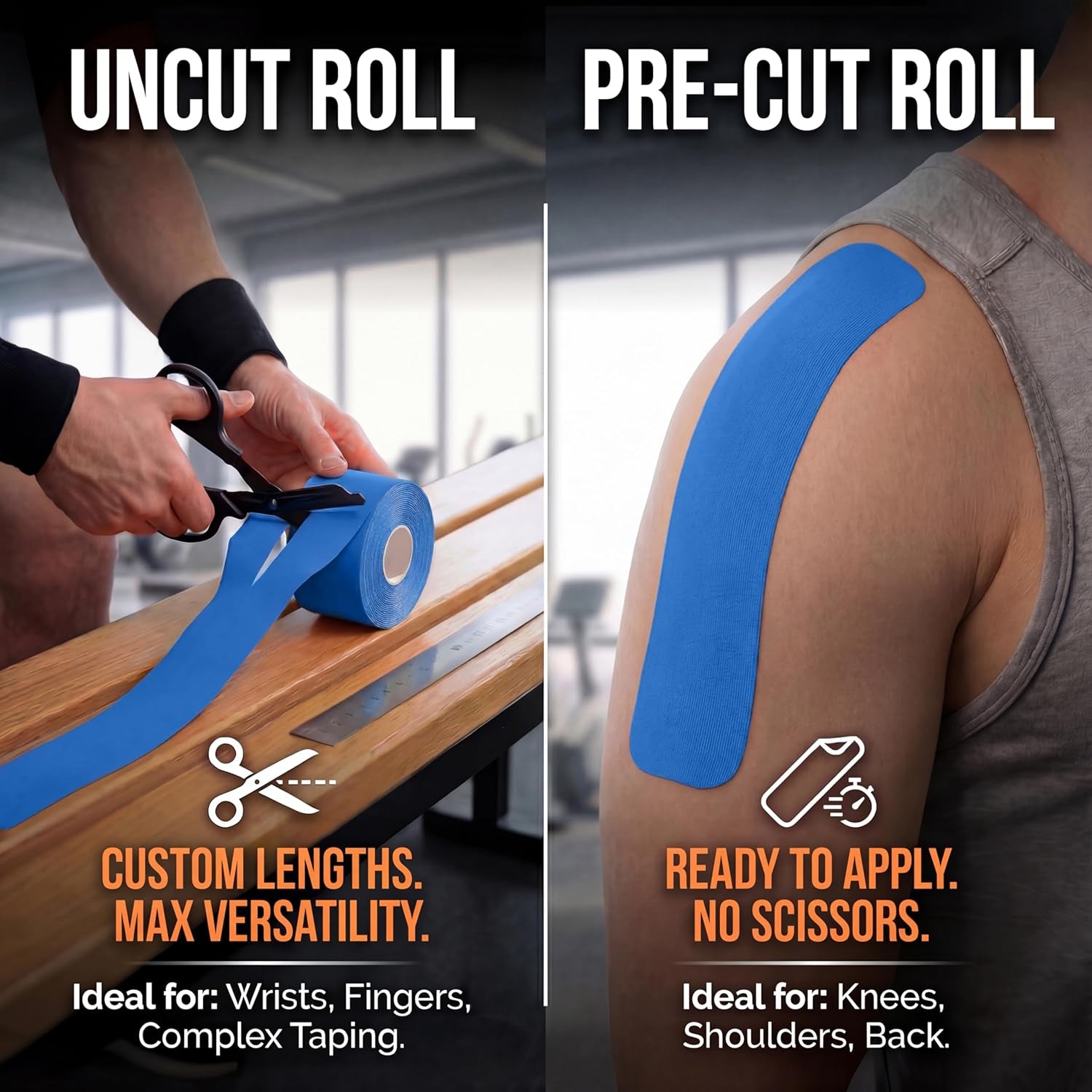 Kinesiology Tape-Incredible Support for Athletic Sports and Recovery+Free Taping Guide - Uncut 2 Inch 16.4 Feet Roll (Navy Blue + Free Taping Guide, Pack of 1)