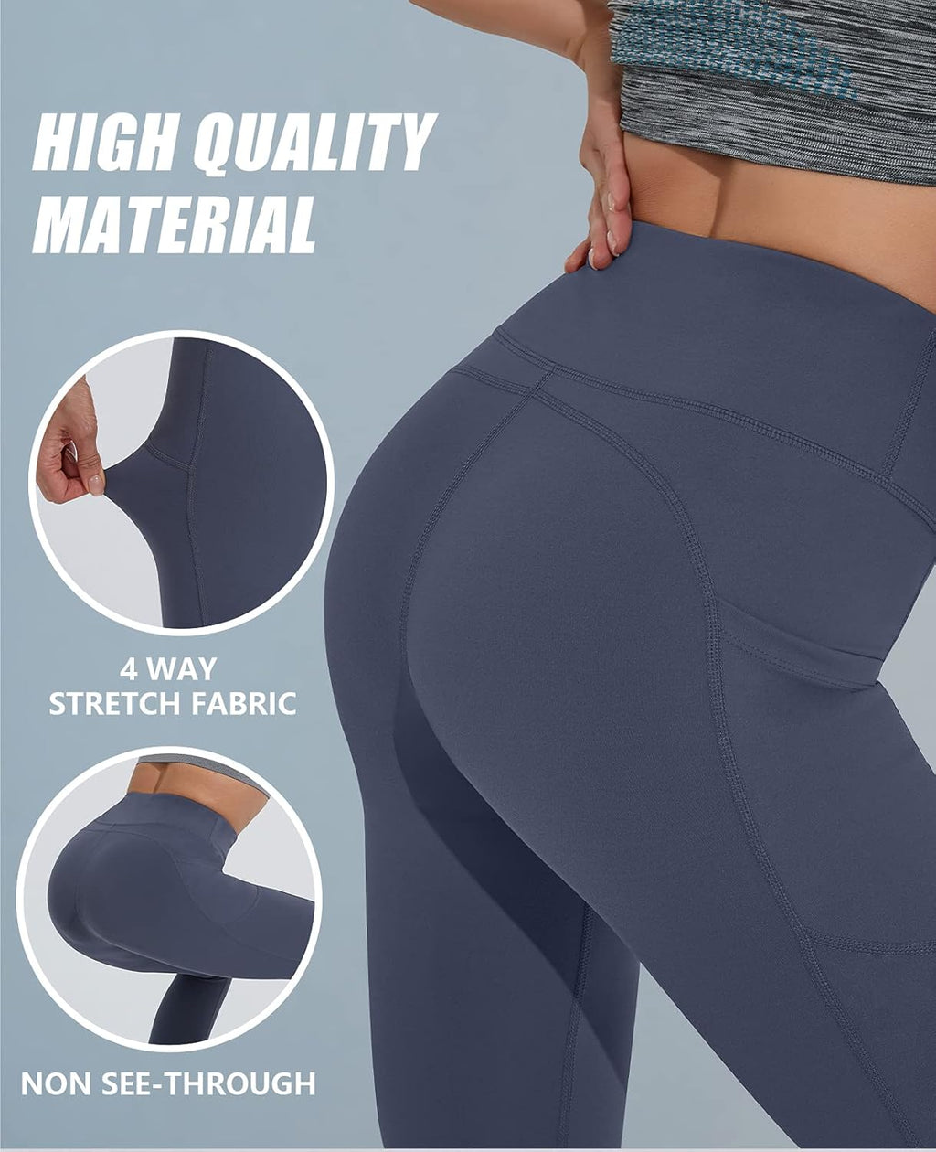 Yoga Pants for Women, High Waisted Leggings with Pockets, Tummy Control Non See through Workout Pants