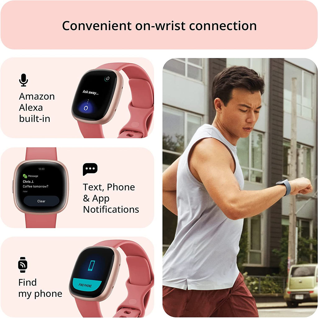 Google  Versa 4 Fitness Smartwatch with Daily Readiness, Gps, 24/7 Heart Rate, 40+ Exercise Modes, Sleep Tracking and More, Pink Sand/Copper Rose, One Size (S and L Bands Included)