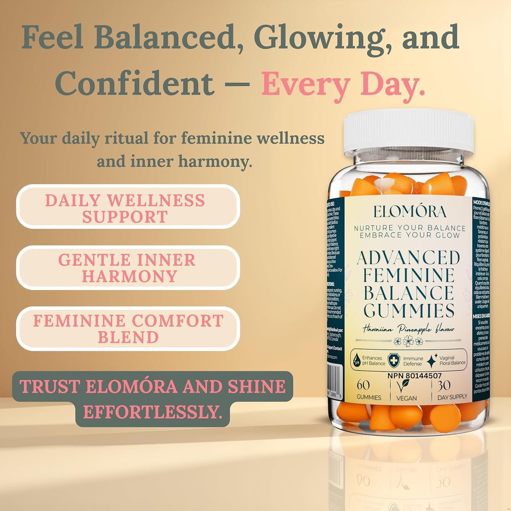 Feminine Balance Gummies – Proudly Canadian Premium Vegan, Probiotic + Vitamin C – Sugar-Free, Refreshing Pineapple Flavor – Supports Women’S Ph, Gut & Immune Health Naturally – Non-Gmo, Gluten-Free, 60 Delicious Gummies