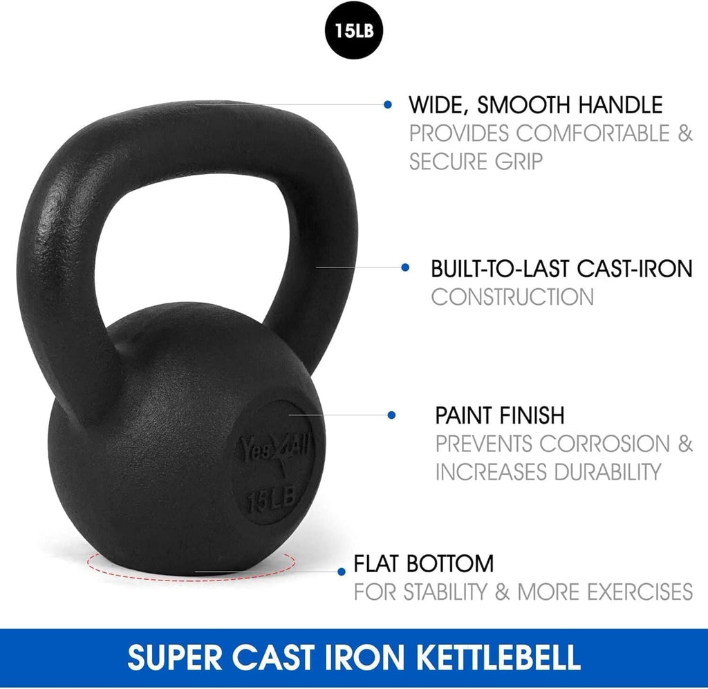 5-50 Lbs Cast Iron Kettlebell for Dumbbell Weights Exercises, Gym, Full Body Home Workout Equipment, Push Up, Grip and Strength Training