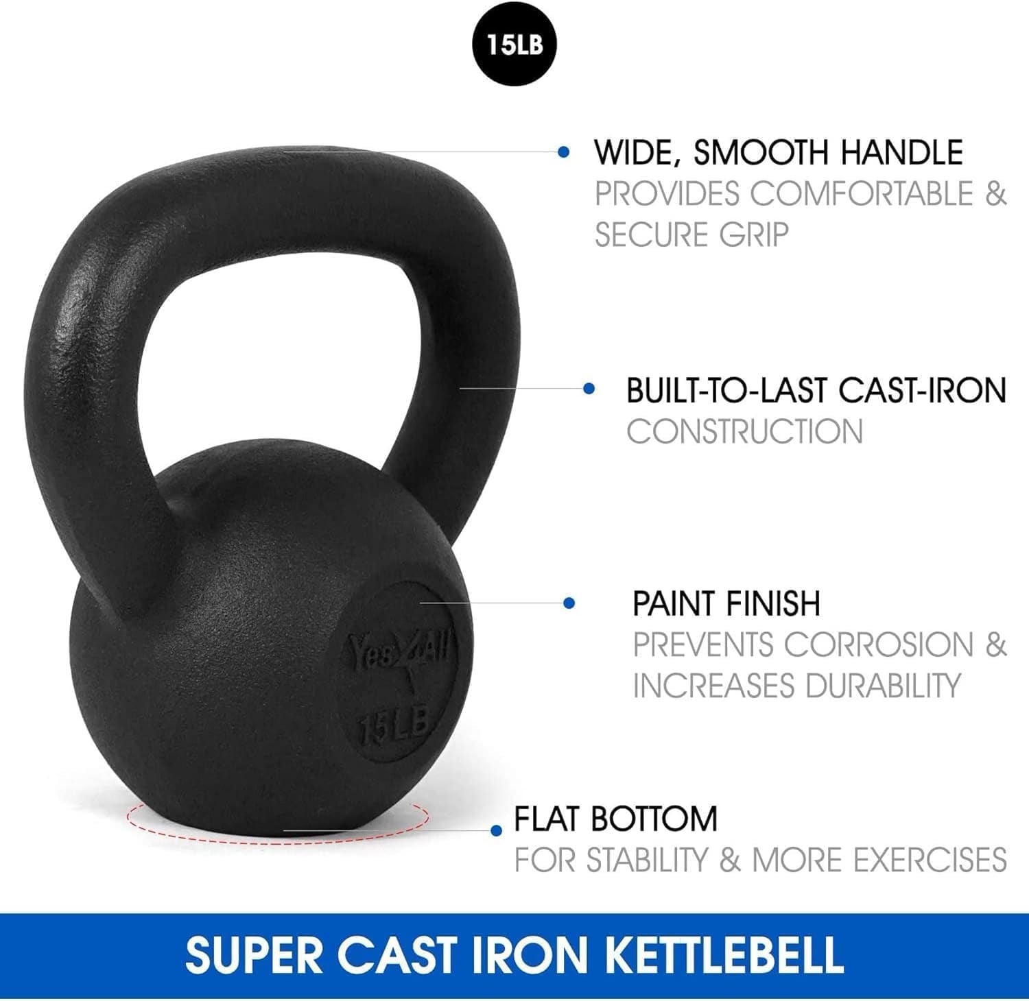 5-50 Lbs Cast Iron Kettlebell for Dumbbell Weights Exercises, Gym, Full Body Home Workout Equipment, Push Up, Grip and Strength Training