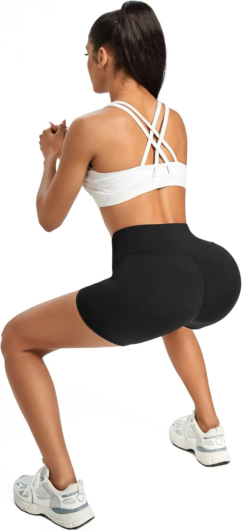 Biker Shorts Women High Waist Yoga Shorts with Pockets Non See-Through Workout Running Shorts