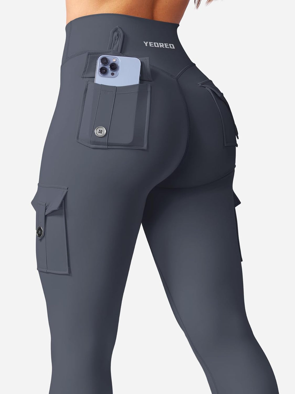 Workout Cargo Leggings with Pockets for Women No Front Seam Hidden Scrunch Hedda Leggings Compression Gym Yoga Pants