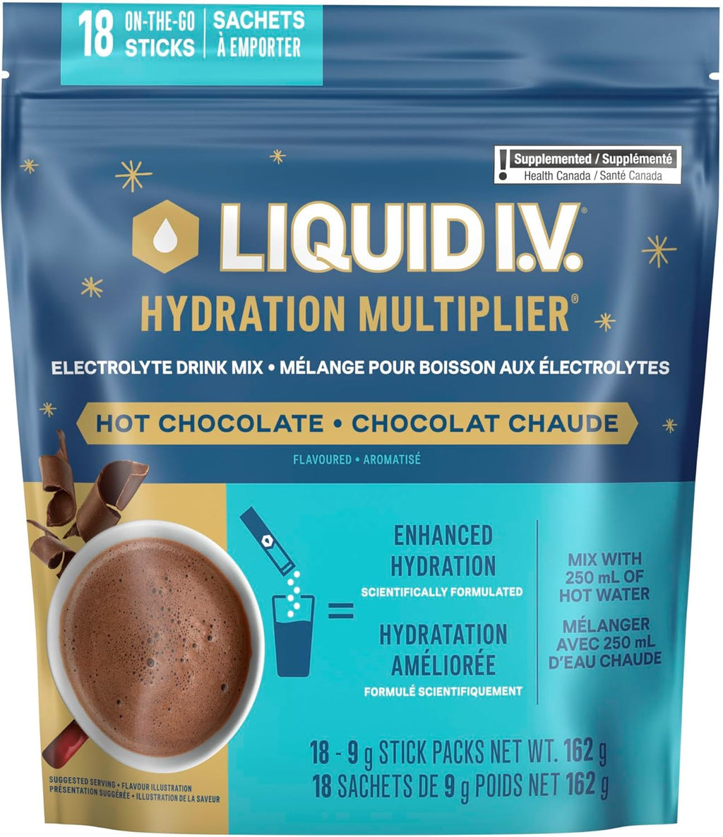 Hydration Multiplier Electrolyte Drink Mix, Hot Chocolate Limited Edition Electrolyte Powder Drink Mix, 18 Servings (1 Pack)